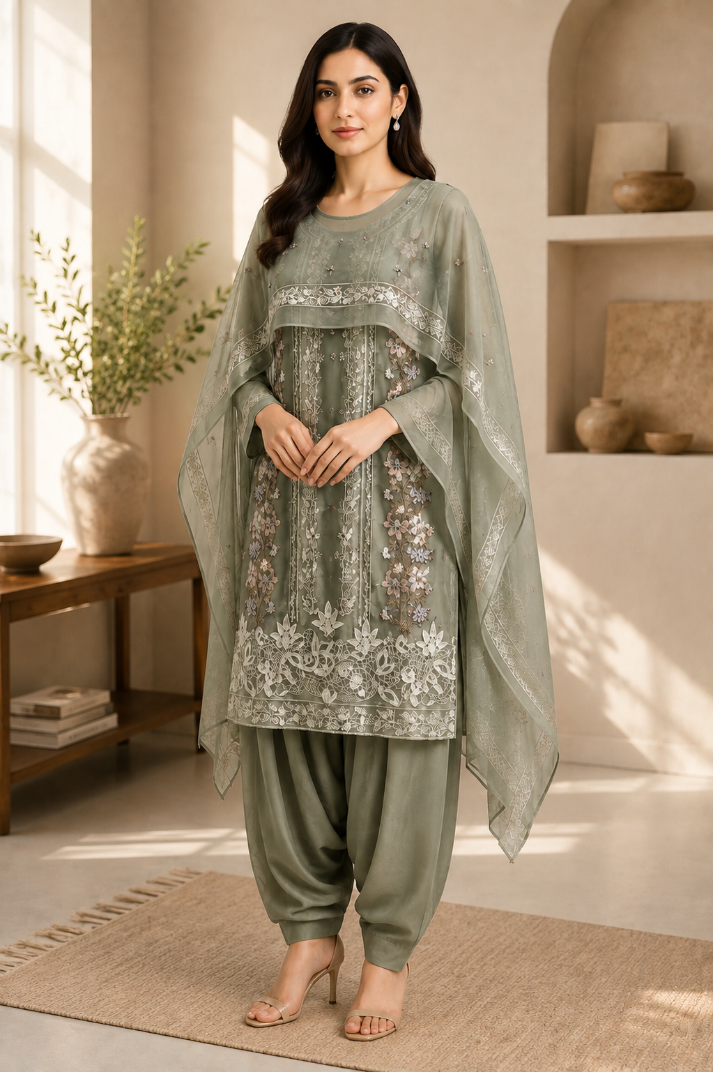 Embroidered Chiffon 3-Piece Unstitched Suit
