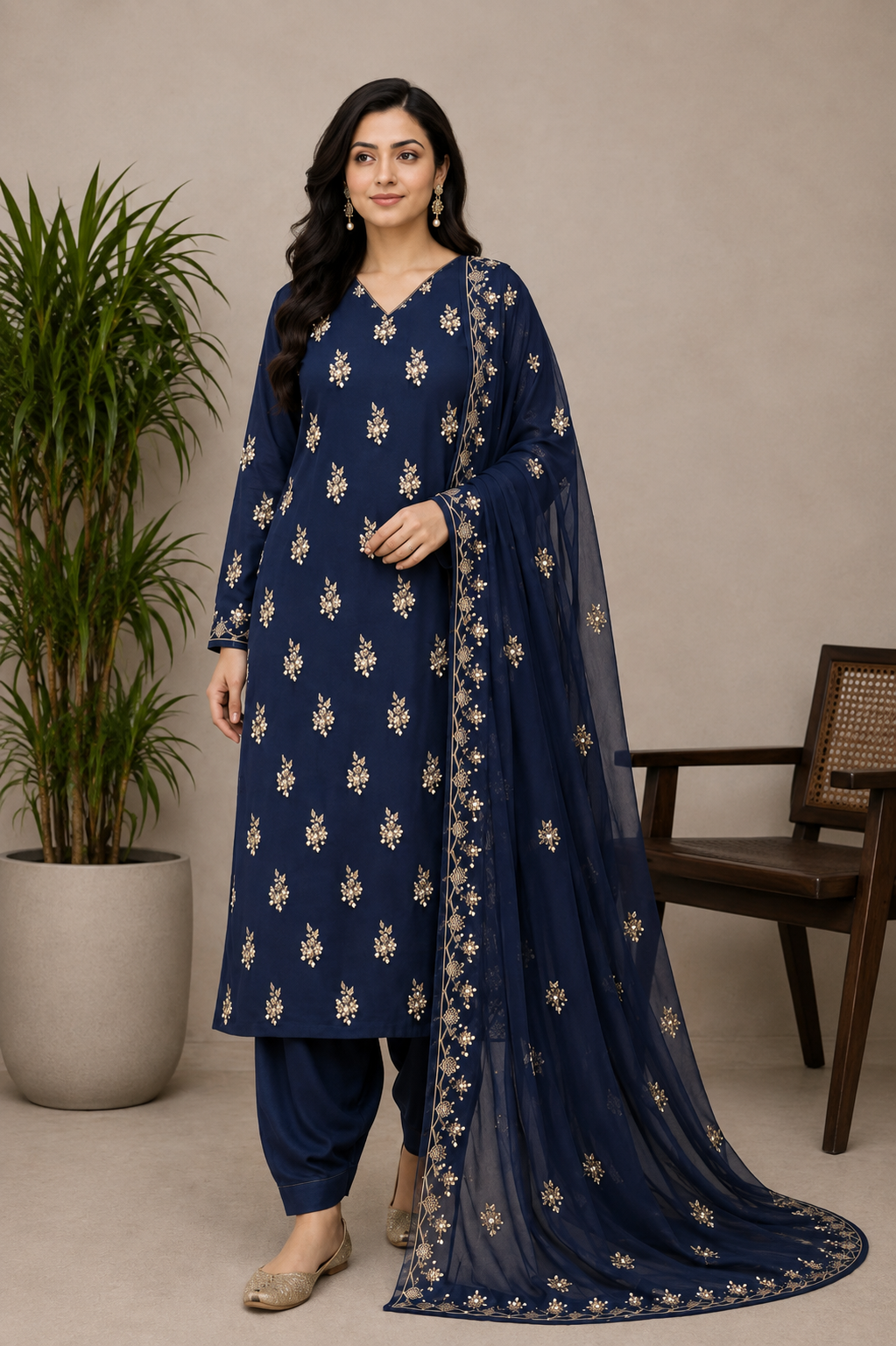 Intricate Embroidered Unstitched 3-Piece Suit