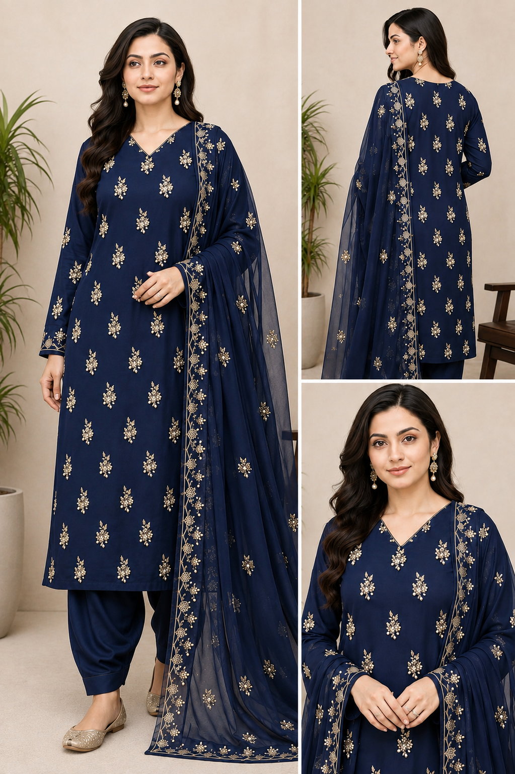 Intricate Embroidered Unstitched 3-Piece Suit