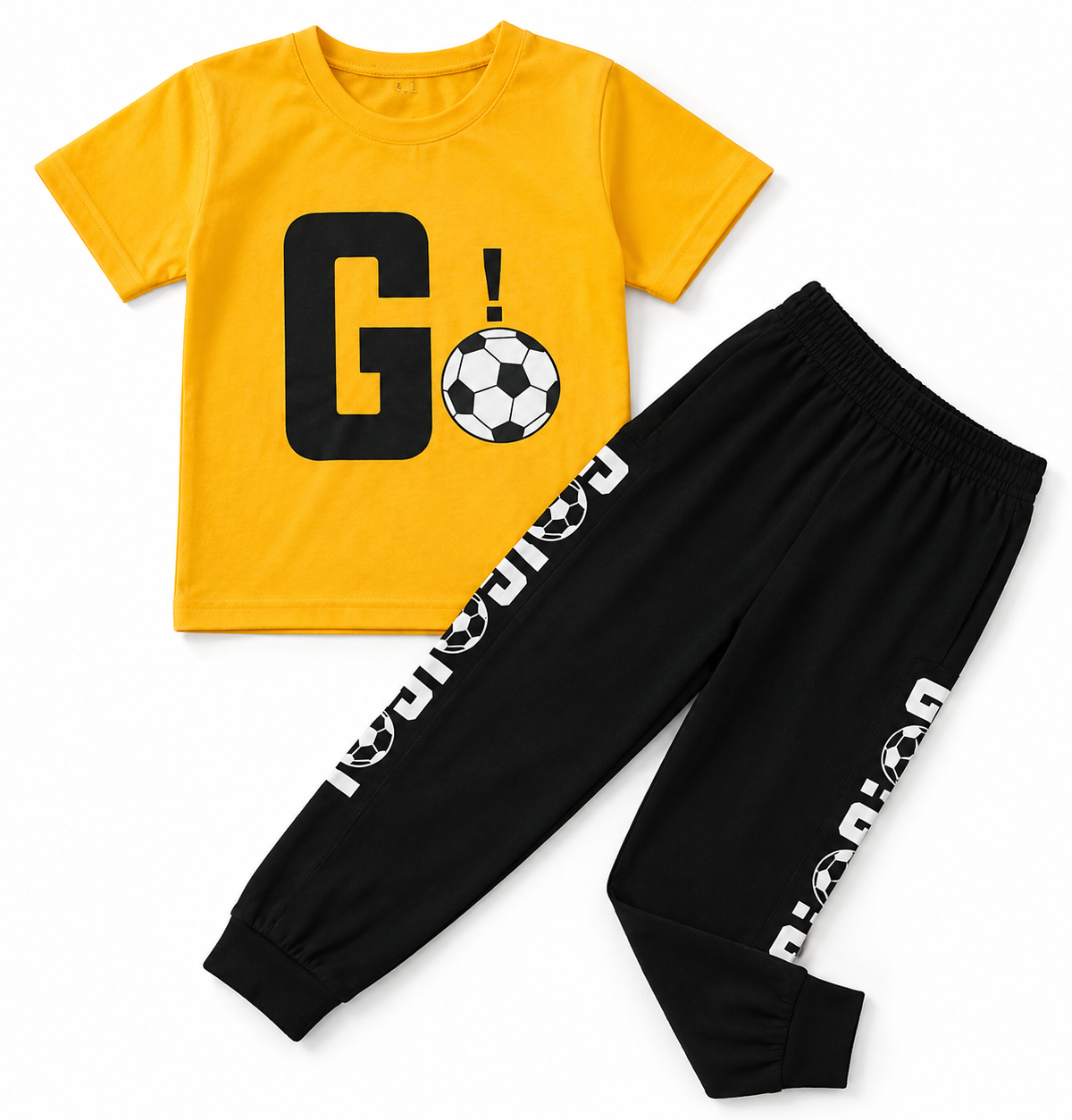 Boys Sporty Football Graphic T-Shirt and Trousers Set