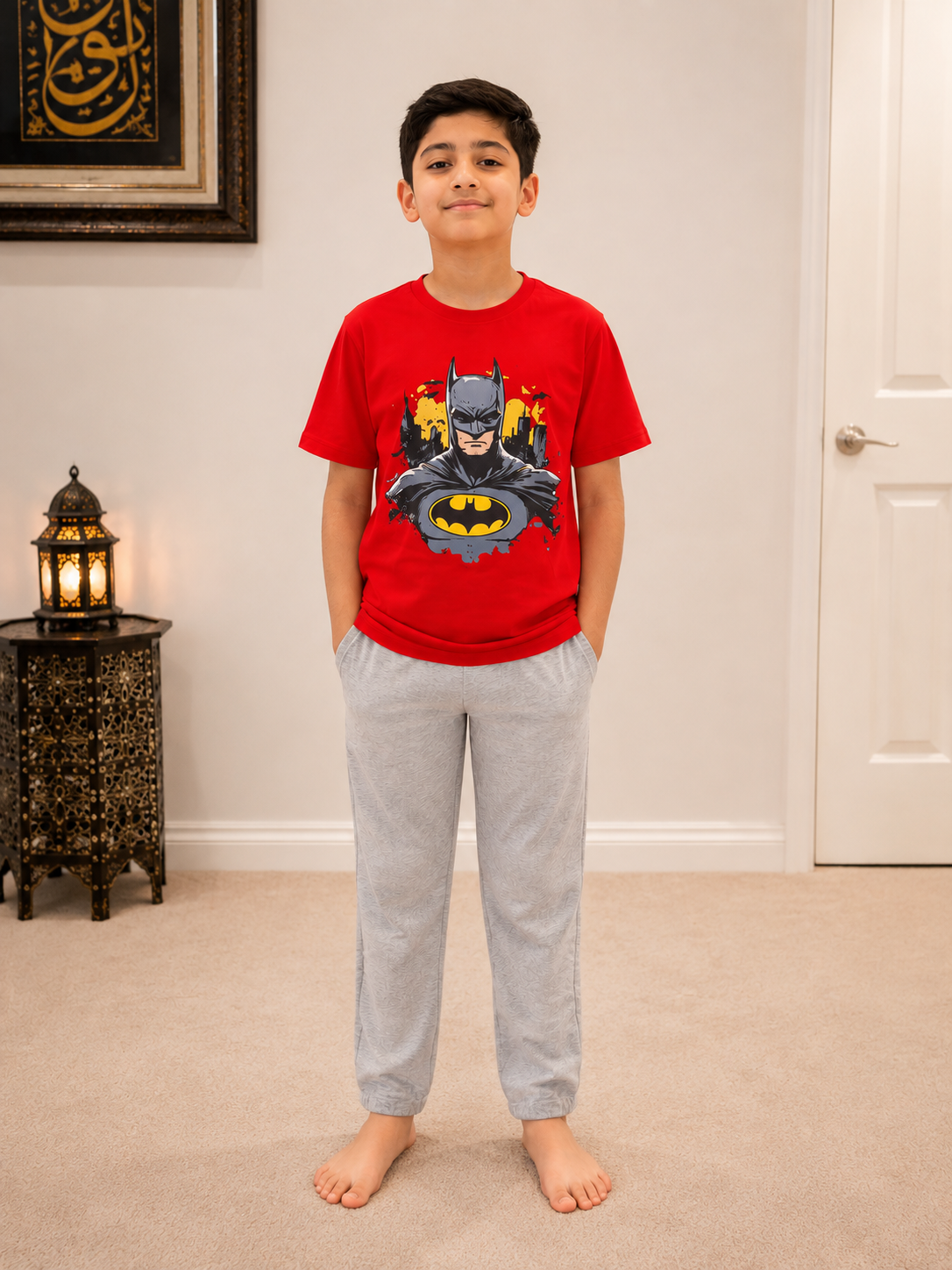 Boys Superhero Graphic T-Shirt and Trousers Set