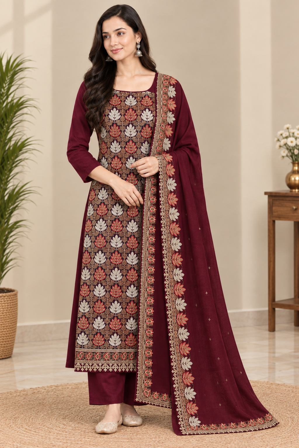 Designer Embroidered Shawl & Embroidered Front Shirt Collection (3-Piece Festive Ensemble)