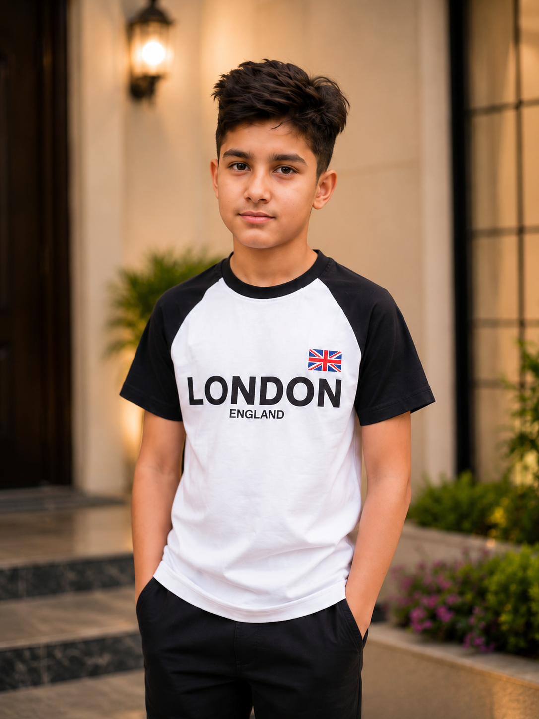 Boys London Printed Raglan T-Shirt and Trousers Set