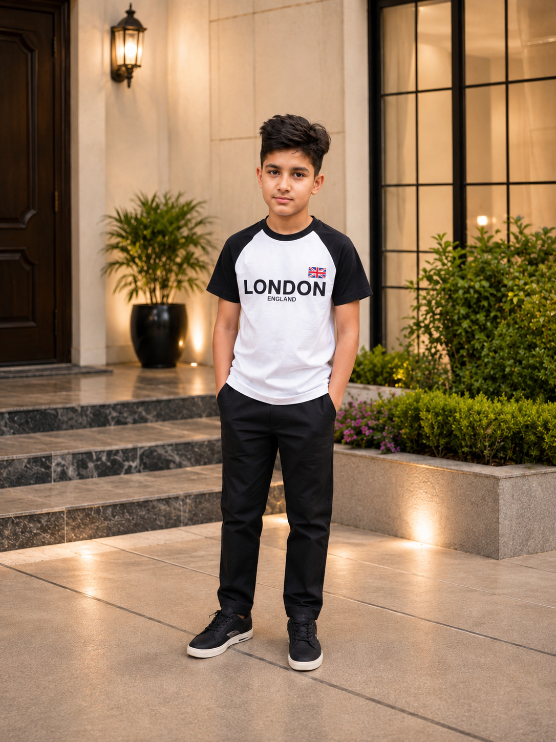 Boys London Printed Raglan T-Shirt and Trousers Set