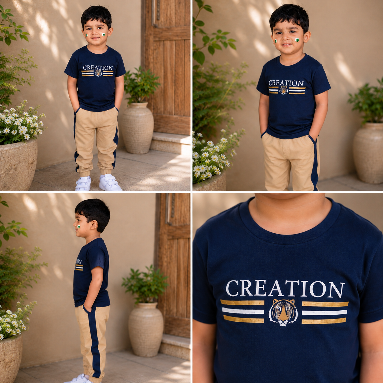 Boys Graphic T-Shirt and Side-Stripe Trousers Set