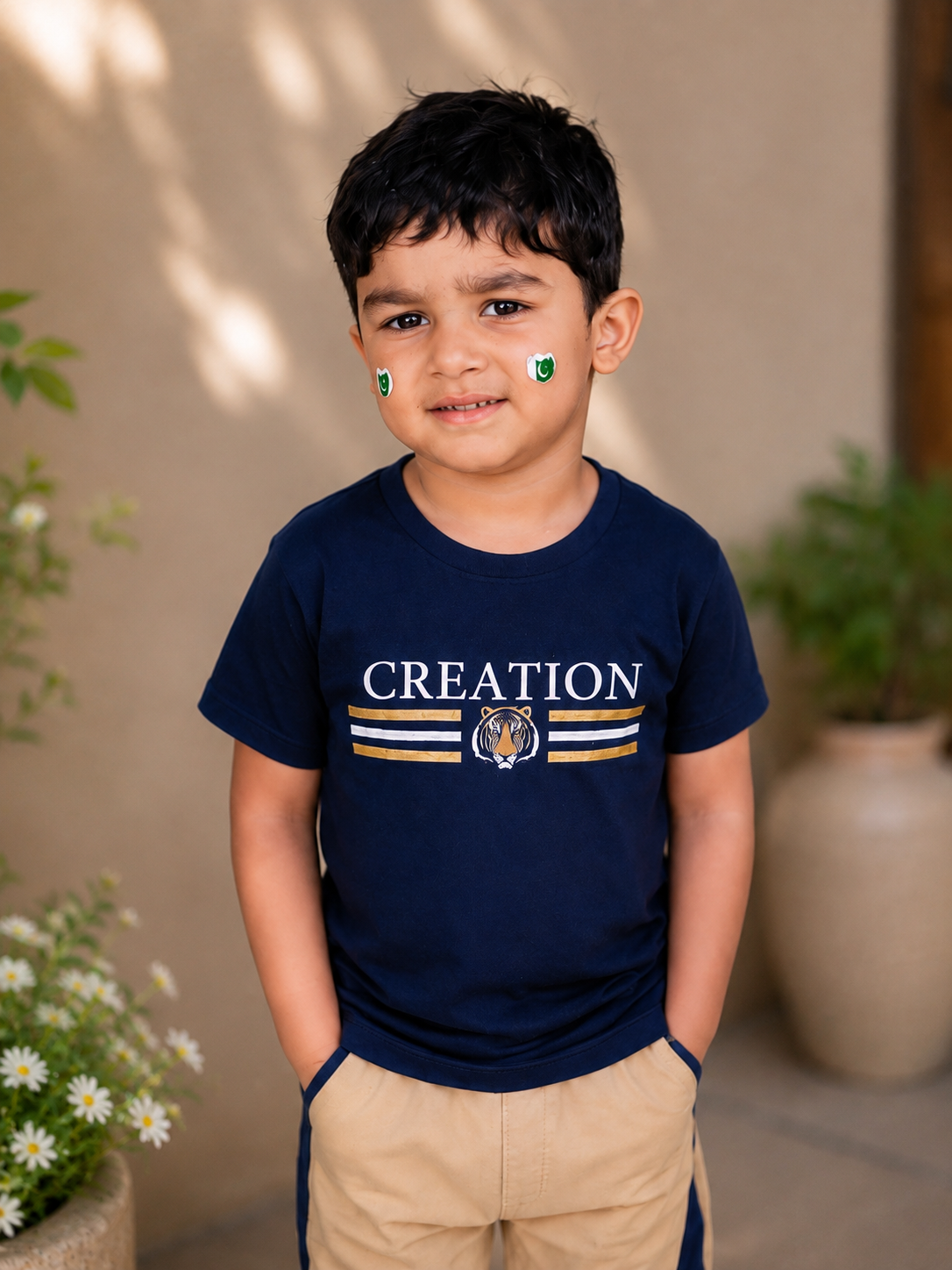 Boys Graphic T-Shirt and Side-Stripe Trousers Set