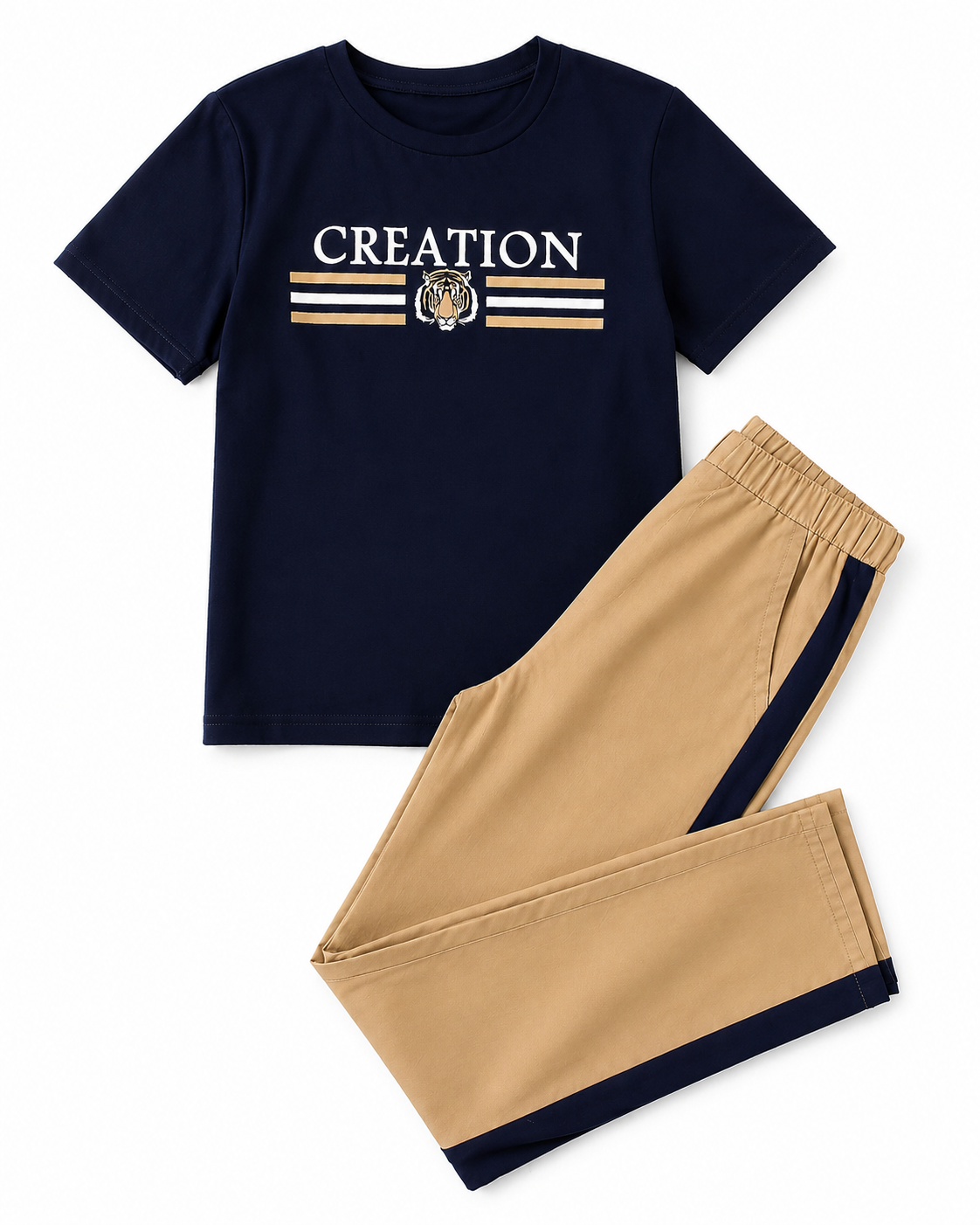 Boys Graphic T-Shirt and Side-Stripe Trousers Set