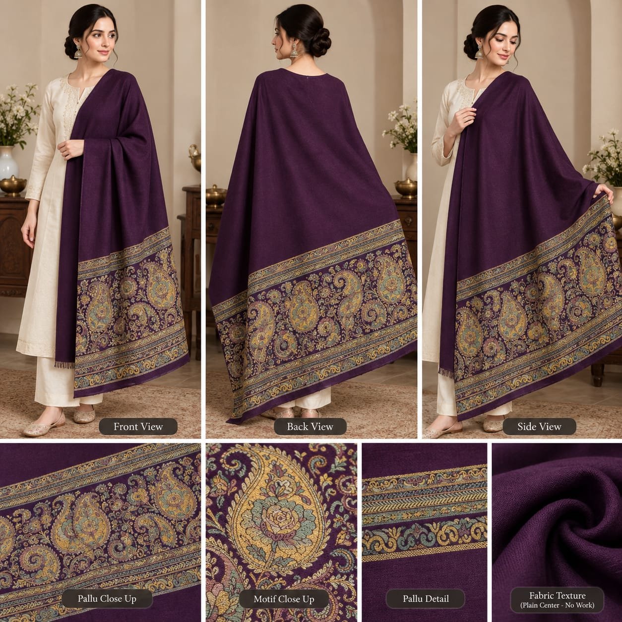 Exquisite Kani Wool Shawls Collection (Enhanced Kani Work & Rich Pallu Designs) - Image 7