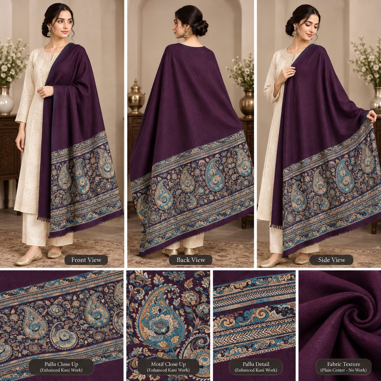 Exquisite Kani Wool Shawls Collection (Enhanced Kani Work & Rich Pallu Designs) - Image 4
