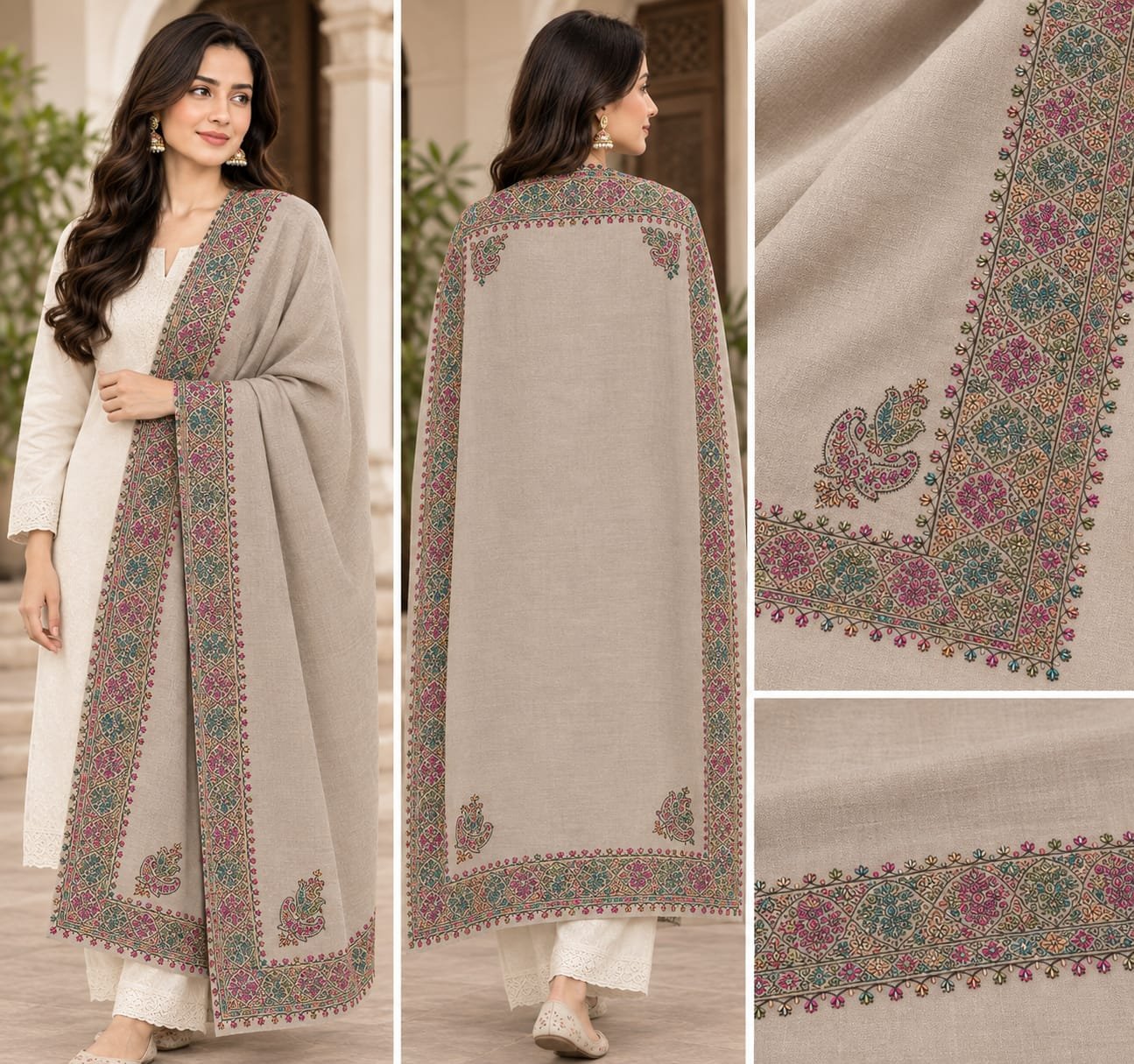 Handmade Wool Shawls Collection (Multi-Color & Traditional Border Designs) - Image 4