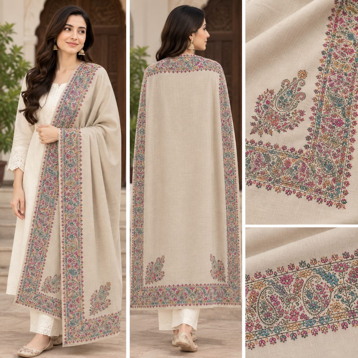 Handmade Wool Shawls Collection (Multi-Color & Traditional Border Designs) - Image 5