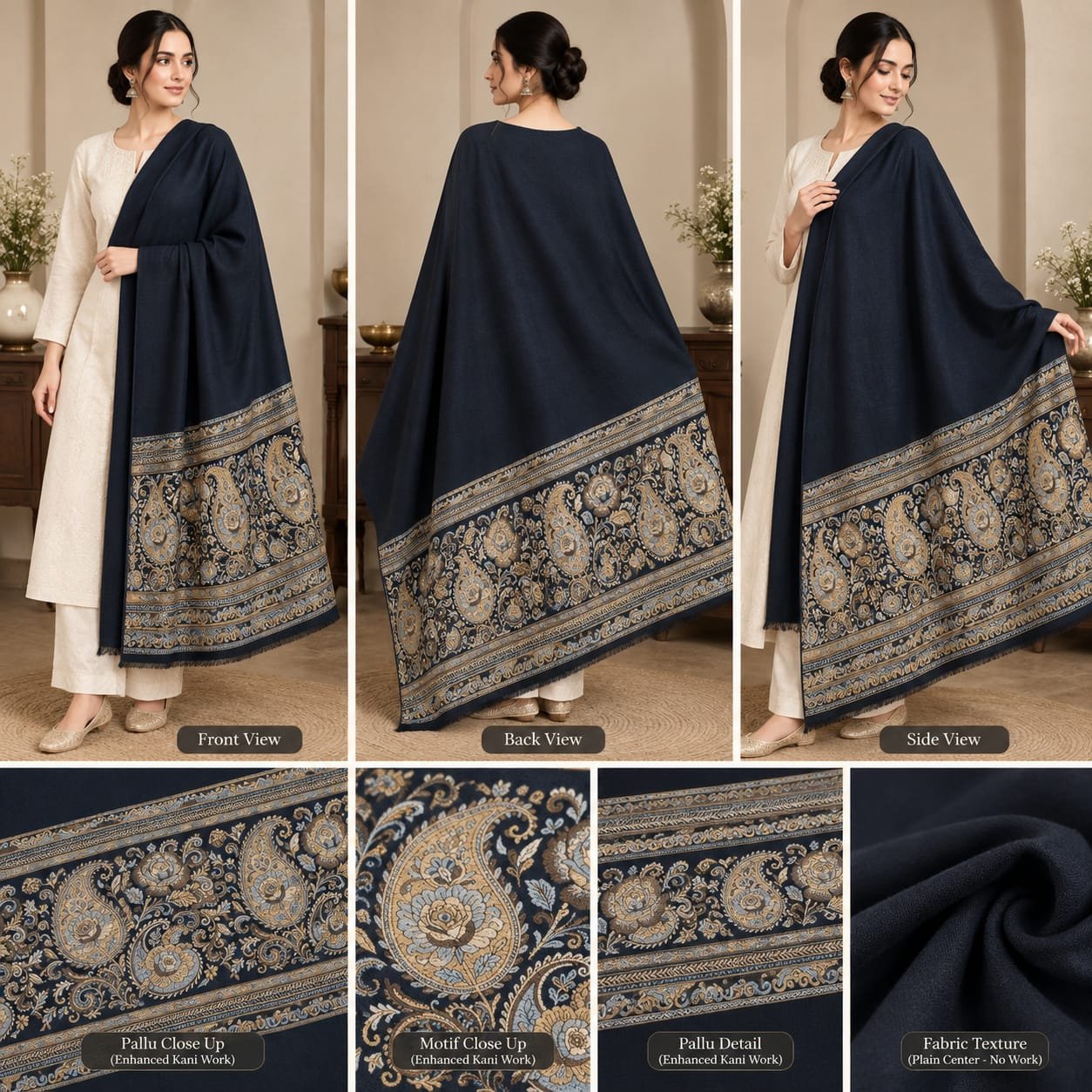 Exquisite Kani Wool Shawls Collection (Enhanced Kani Work & Rich Pallu Designs) - Image 3