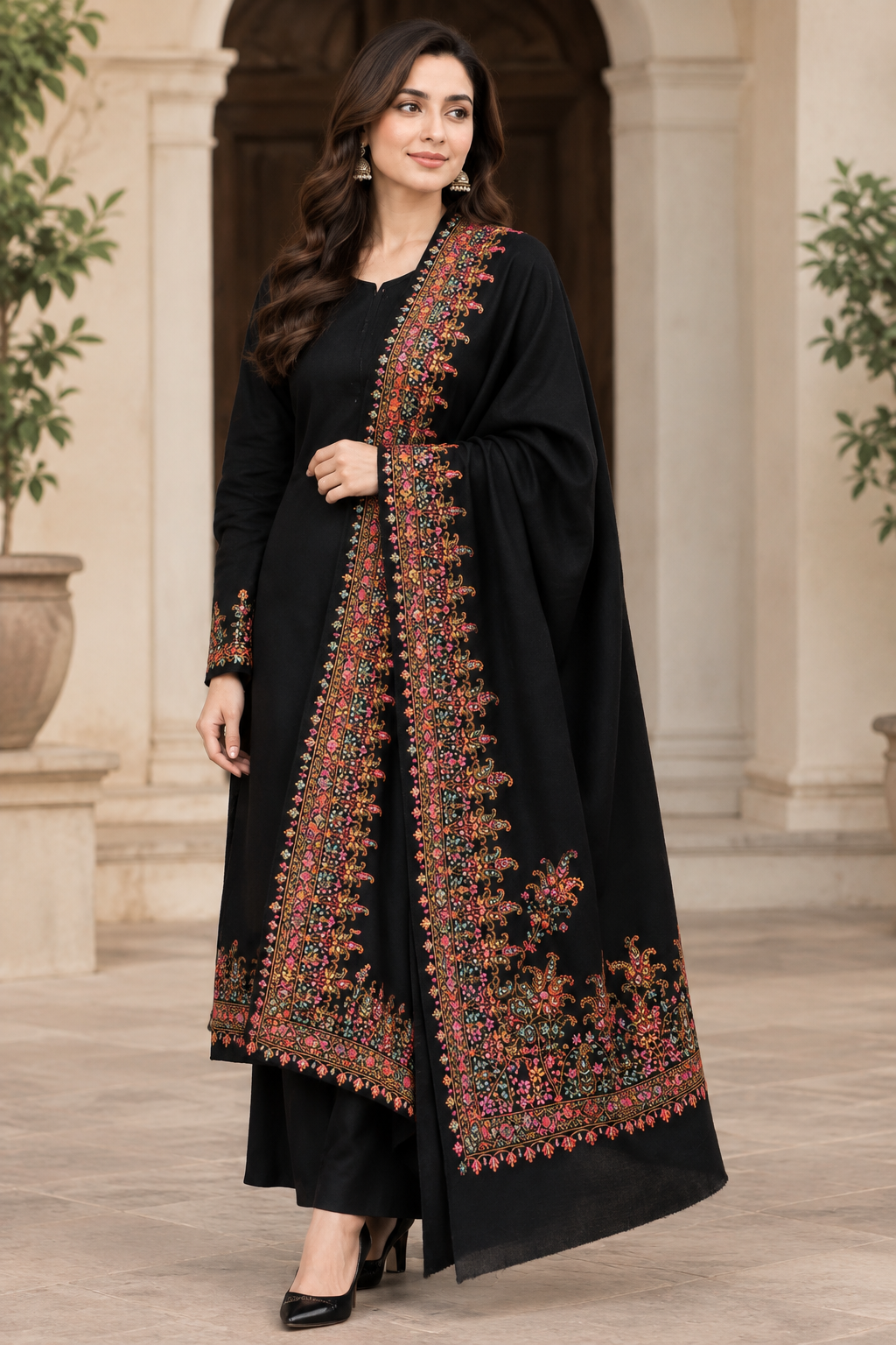 Handmade Wool Shawls Collection (Multi-Color & Traditional Border Designs) - Image 9