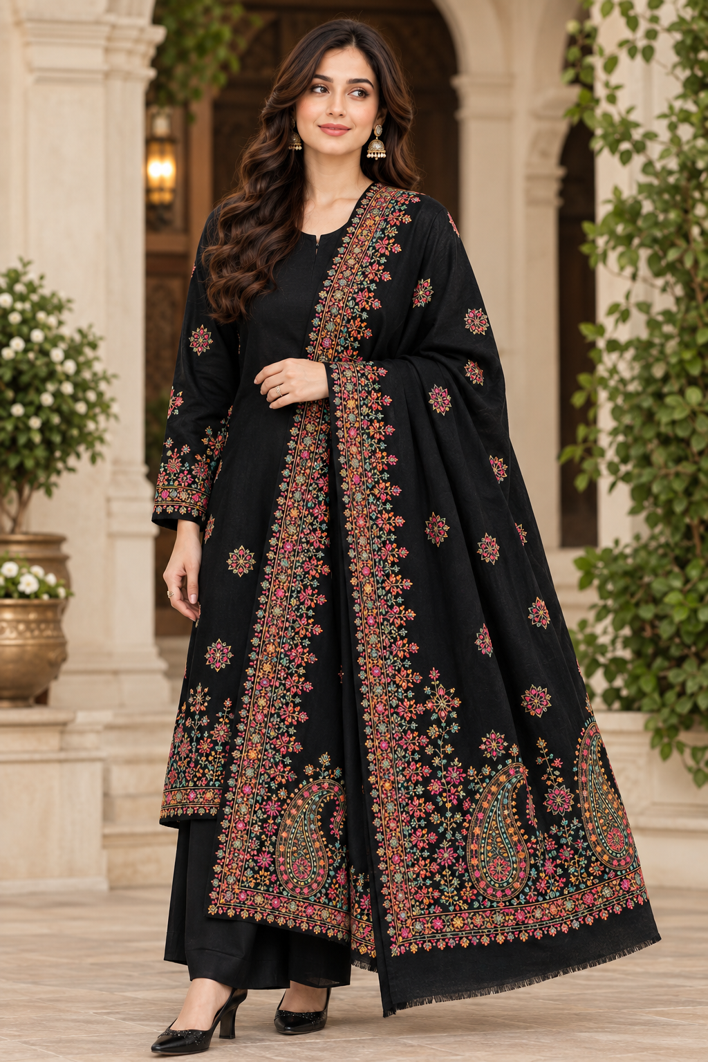 Handmade Wool Shawls Collection (Multi-Color & Traditional Border Designs) - Image 7