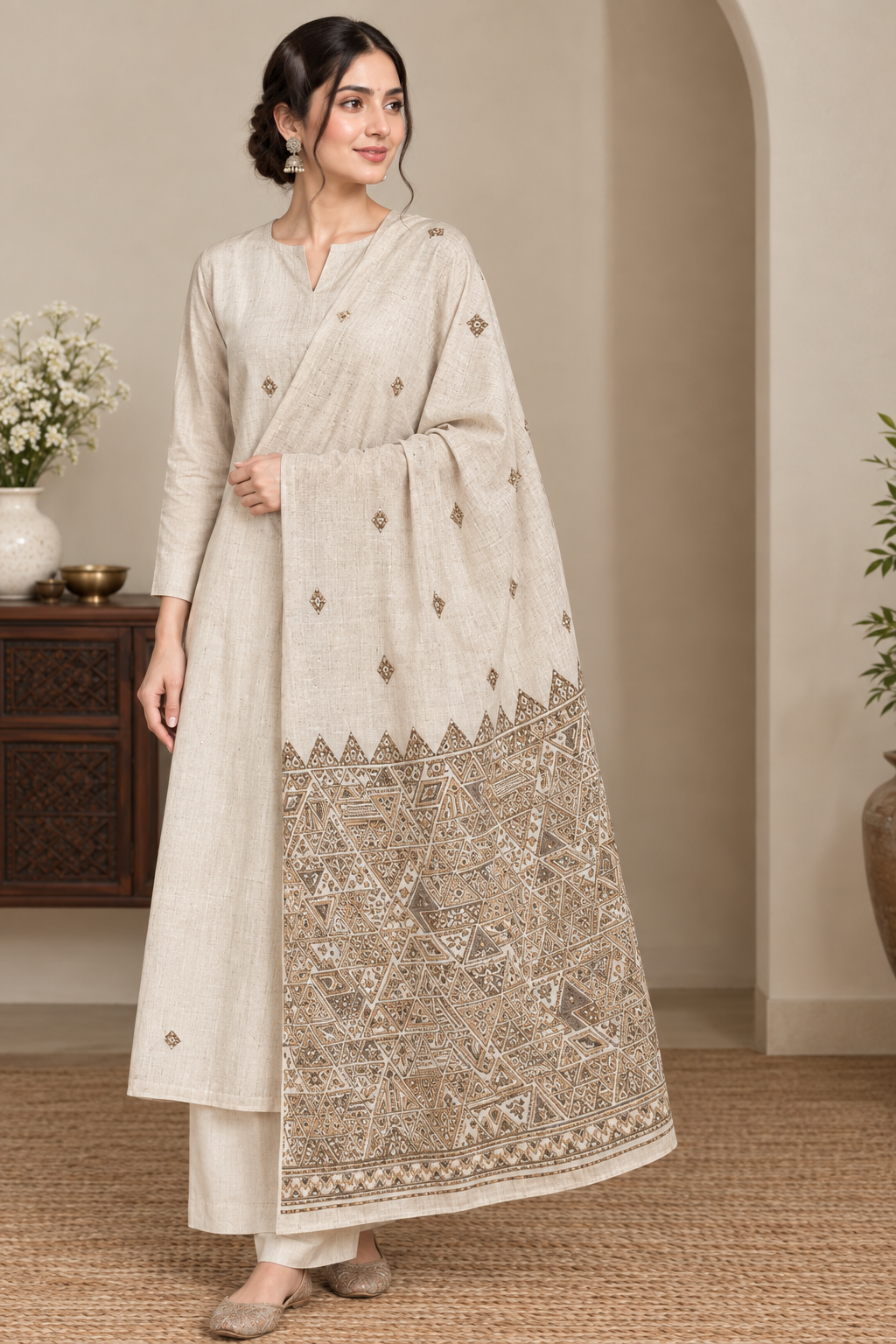Geometric Border Kani Wool Shawls Collection (Textured Winter Wraps)