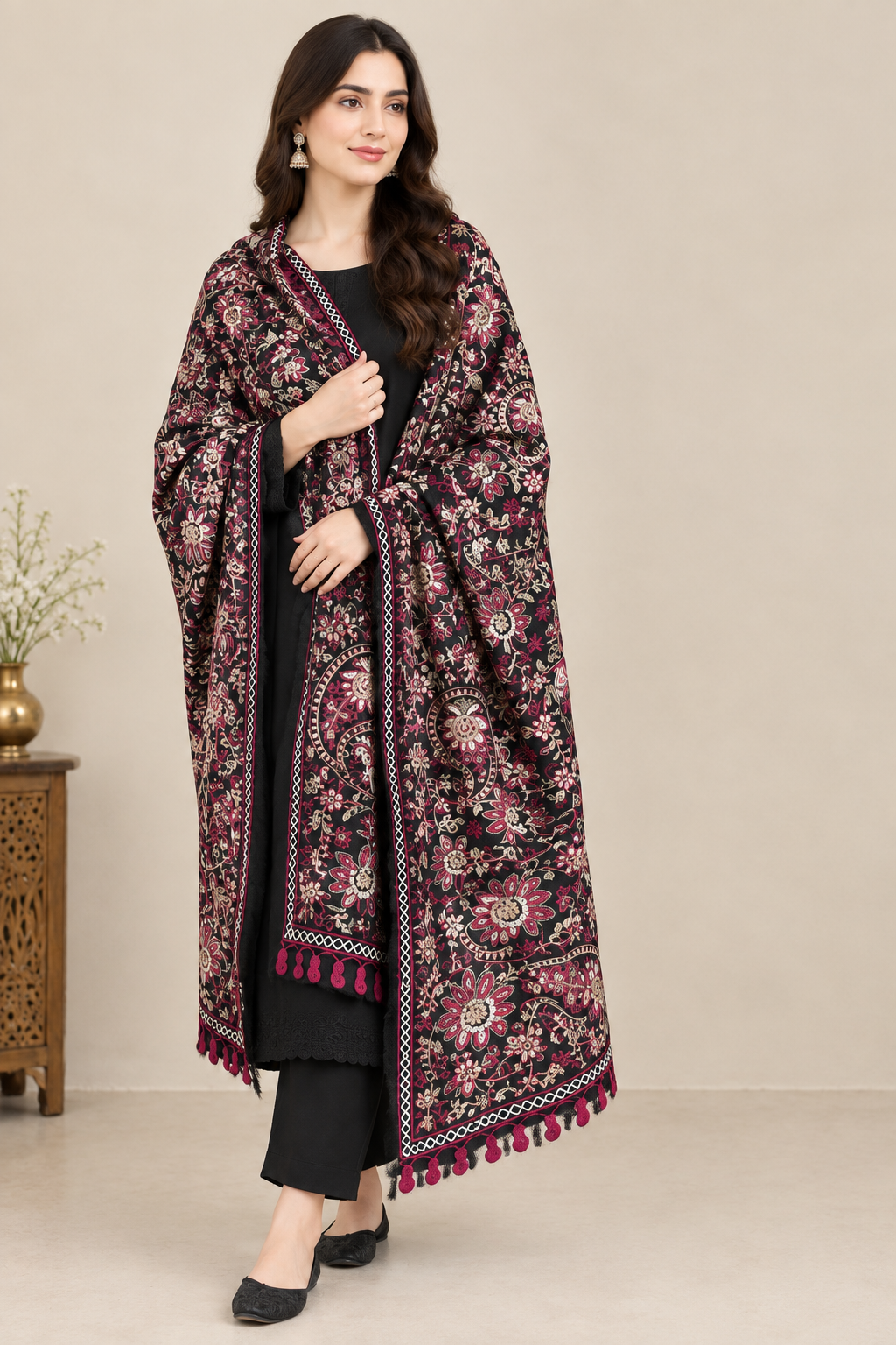 Heavy Embroidered Wool Shawls Collection (All-Over Traditional Thread Work)